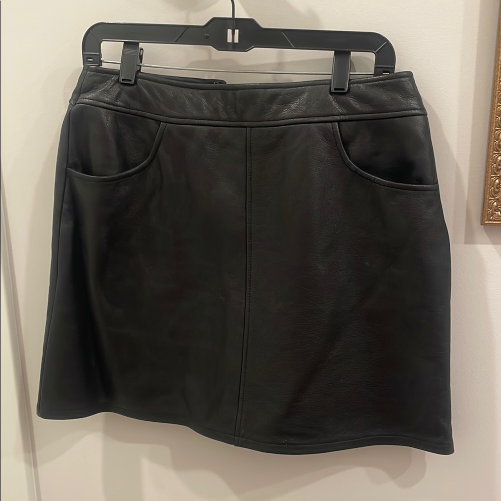 Genuine Black Leather Skirt